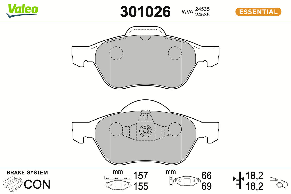 Jeu de 4 plaquettes de frein VALEO ref. 301026